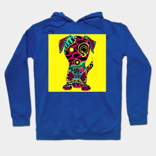 tribal dog with rasta love tattoo ecopop in yellow art Hoodie